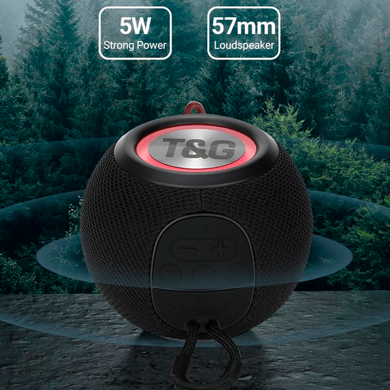 Портативна Bluetooth колонка TG337 з RGB підсвічуванням і функцією гучного зв'язку, радіо, чорна | Зображення 1