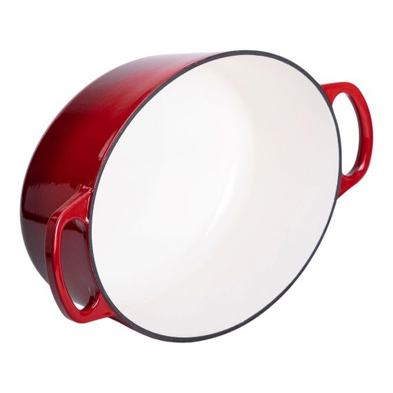 Гусятниця чавунна емальована з кришкою на 6 літрів Ø26 см Червона | Зображення 3