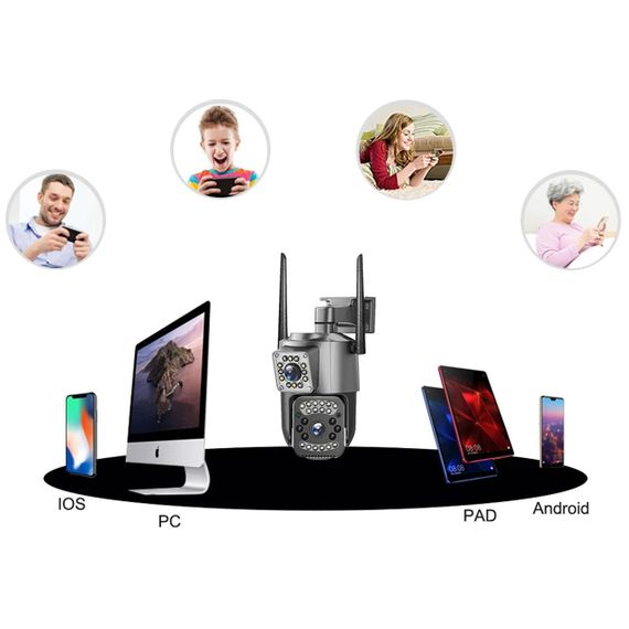 Вулична IP камера 4Мп, з датчиком руху, SC03 V380pro, під сім карту 4G / Поворотна камера відеоспостереження з 2 об'єктивами | Зображення 4