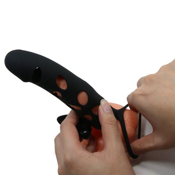 Насадка на член - Pretty Love Penis Sleeve With Ball Strap 5.98" Black Sex Aura | Зображення 7