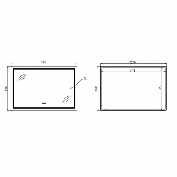 Дзеркало Qtap Mideya MI1) 1200х800 з LED-підсвічуванням Touch, з антизапотіванням, димером, рег. яскравості QT2078F12080 | Зображення 1