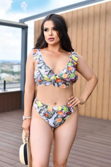 Роздільний купальник з спідничкою Plus Size з квітковим принтом | Зображення 2