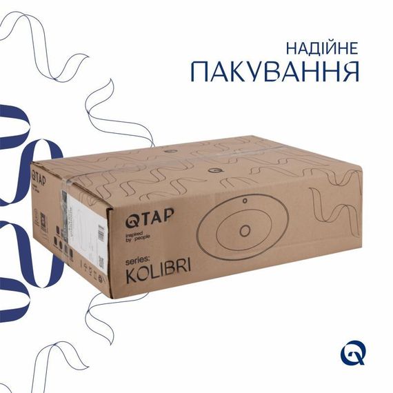 Комплект Qtap Kolibri: Раковина накладна овальна 500x360x140 мм White + Донний клапан PU02 | Зображення 4