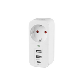 Мережевий адаптер 1 розетка/2USB-A/1Type-C із заземленням білий VF-AD1G2U1C-W Oncord Videx