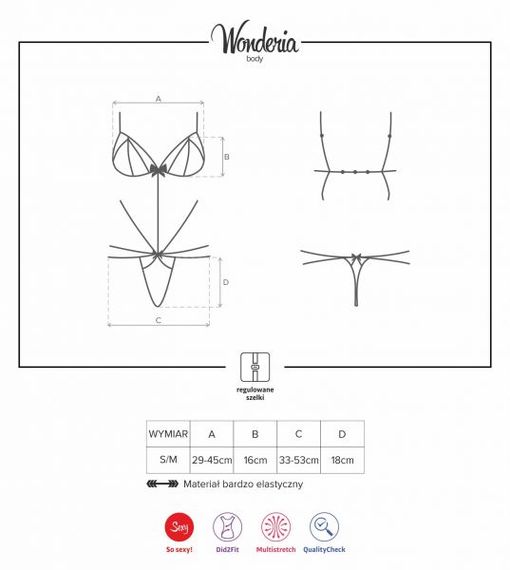 Боді Obsessive Wonderia S / M, Черный, S/M | Зображення 1