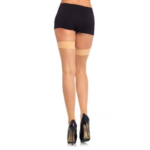 Чулки капроновые бежевые Leg Avenue Nylon Fishnet Thigh Highs O/S sexstyle | Зображення 2