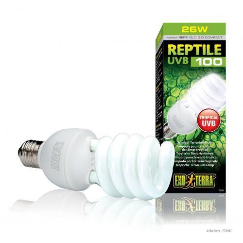 Лампа тераріумна Exo Terra Repti GLO 5.0 для тропічних рептилій, ультрафіолетова, люмінесцентна, 26 W,