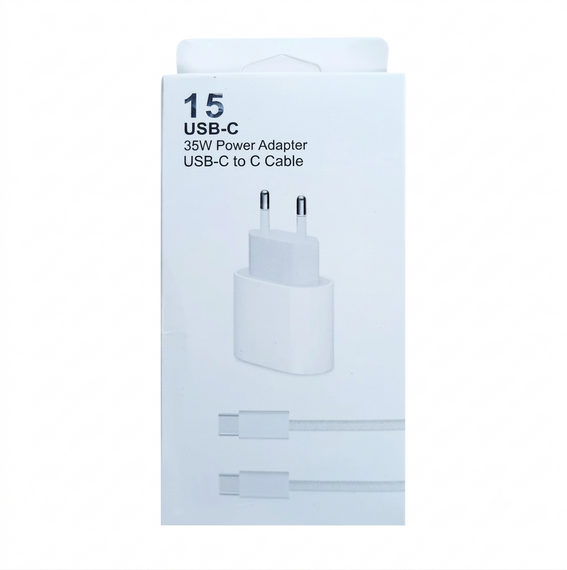 Сетевое зарядное устройство Fast Charge PD 35W Type-C to Type-C блок и кабель 1 порт Белое | Зображення 2