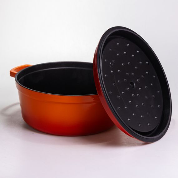 Кокотниця чавунна емальована 6 л, помаранчевий Yiwu HP-FLG-6 ORANGE | Зображення 3