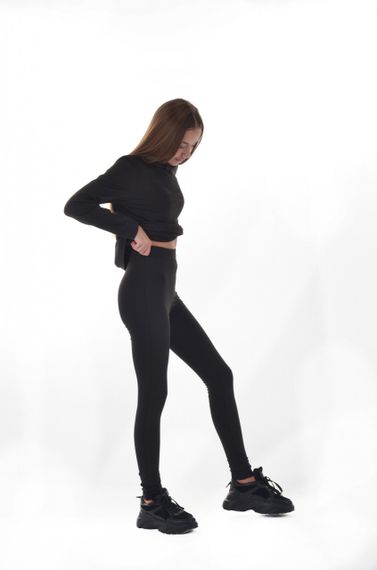 Спортивні легінси 4Profi утеплені на флісі чорні дайвінг розмір  S 22870 | Зображення 1