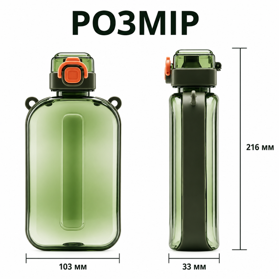 Спортивна пляшка для води SPORT (750 мл) — BPA-free пластик, зелена | Зображення 4