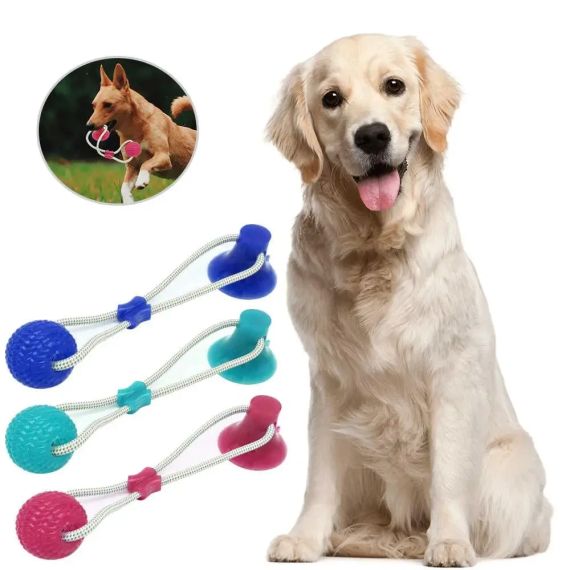 Интерактивная игрушка для собак и кошек канат на присоске с мячом Pet molar toys Интерактивная игрушка для | Зображення 4