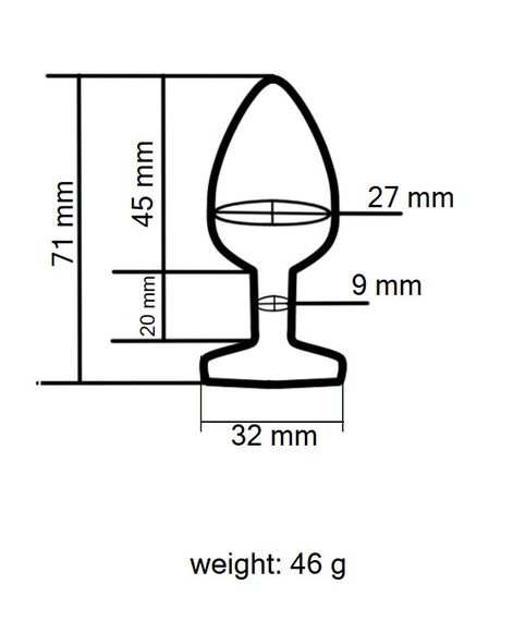 Анальная пробка с кристаллом EGZO - Dark Gold Heart Plug Clear, size S Sex Aura | Зображення 3