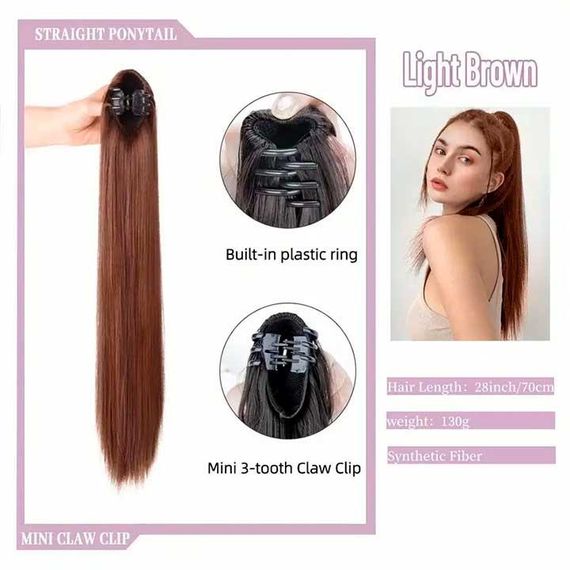 Шиньон накладной хвост на заколке Didaka прямые волосы - 50 см "Шатенка" | Зображення 1