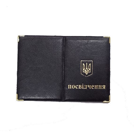 Обкладинка на посвідчення шкірозамінник широка, тиснення золотом 31277 TASCOM Чорний