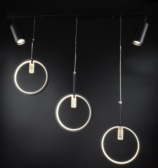 Люстра світлодіодна стельова LED світильник для квартири на стелю лед 26836 Чорний 30-150х6х80 см. | Зображення 4