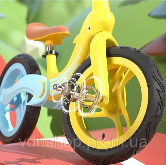 Велобіг з дельфіном, складаний беговел від 2 до 5 років, надувні колеса 12", навантаження до 40 кг, ВА03 4 кг | Зображення 1