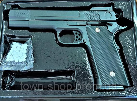 Детский пистолет на пульках "Браунинг (Browning HP)" Galaxy G20+ черный с кобурой | Зображення 1