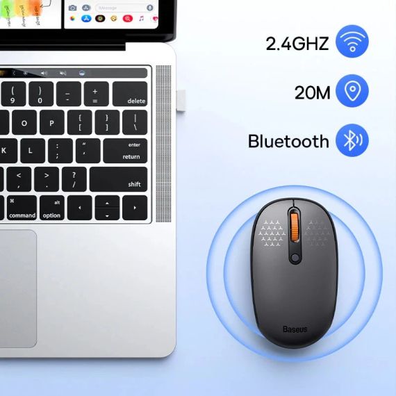 Мышь беспроводная Baseus F01B Tri-Mode Gray 2.4G/BT5.0+BT3.0 | Зображення 1