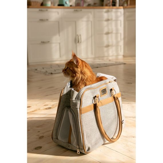 Сумка-переноска Trixie для собак Helen до 10кг зі штучної бавовни/шкіри сіра 19x28x40 см | Зображення 2