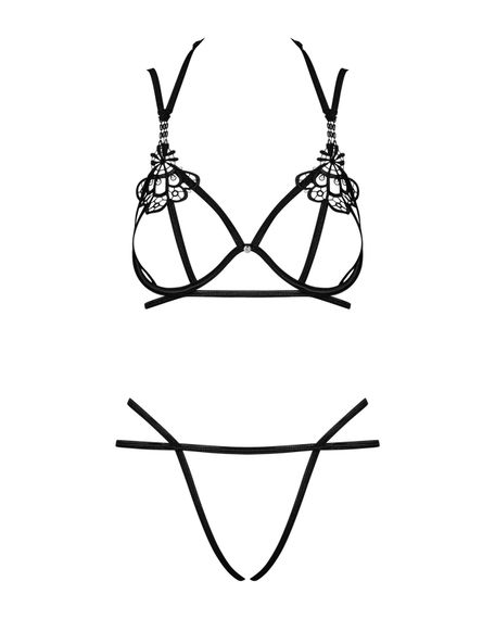 Еротичний комплект зі стреп Obsessive Badossa 2-pcs set L/XL, чорний, з доступом, бюстгальтер, стрін | Зображення 4