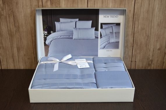 Комплект постільної білизни First Choice Deluxe Satin 200х220 New Trend Dusty Blue | Зображення 2