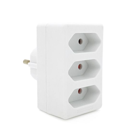 Розетка трійник без заземлення SQ-ZDB01/3, 3x2.5A(10A) 250V~Max, 1700W, White