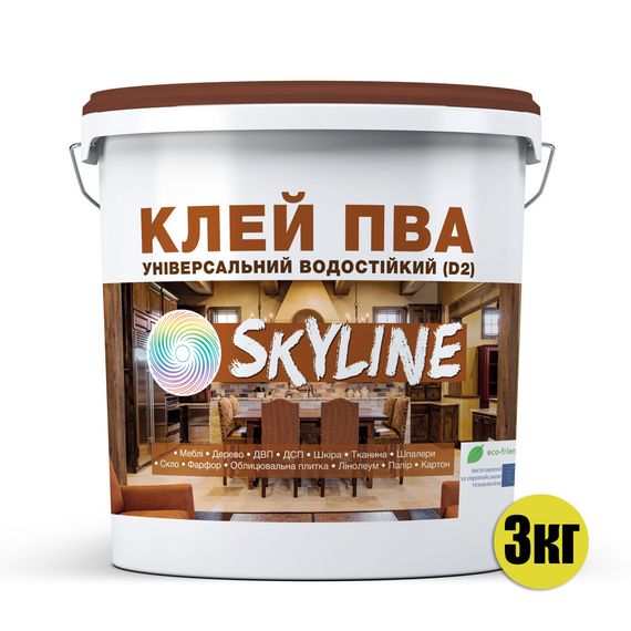 ПВА Клей универсальный водостойкий D2 SkyLine 3 кг | Зображення 1
