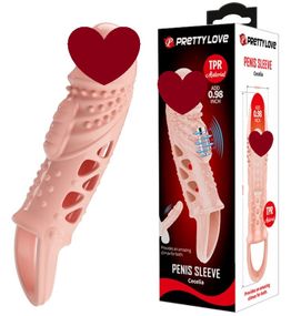 Удлиняющая насадка с вибростимуляцией ( на 2,5 см ) PRETTY LOVE - PENIS SLEEVE Cecelia, BI-026242 Sex Aura