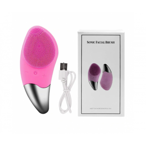 Щітка-масажер Sonic Facial Brush BR-020 Pink електрична силіконова для чищення обличчя