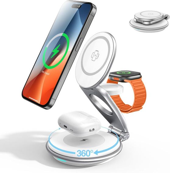 Зарядний пристрій для Apple EXW магнітний бездротовий, з адаптером 30 Вт (білий)