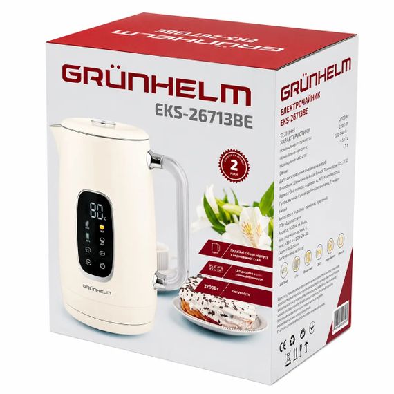 Електрочайник Grunhelm EKS-26713BE 1.7 л бежевий | Зображення 6