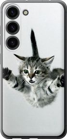 Чехол на Samsung Galaxy S23 Летящий котёнок из силикона FCh_085282