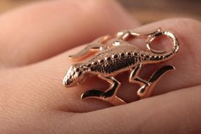 Кольцо с ящерицей из красного золота 15