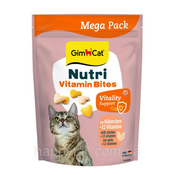 Вітаміни GimCat Nutri Vitamin Bites для дорослих котів мультивітаміни з куркою 425 г