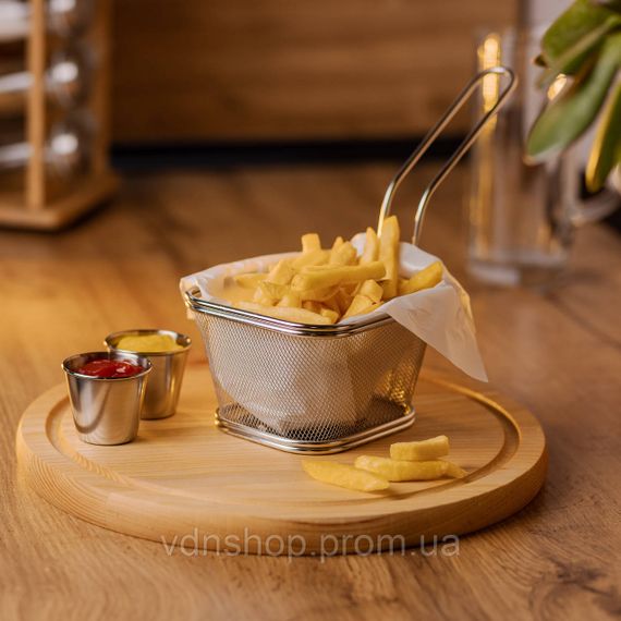 Кошик сервірувальний для подачі фрі та снеків 13х11х7см фритюрниця нержавіюча сталь HP-19-3-L | Зображення 3