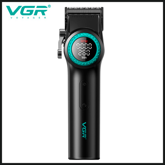 Акумуляторна машинка для стрижки VGR V-001, 10 насадок, 9000 RPM, АКБ 4600 mAh, LED дисплей | Зображення 4