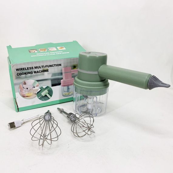 Ручний бездротовий міксер-подрібнювач 2 в 1. Колір: зелений TO-15 | Зображення 1