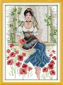 Набір для вишивання за нанесеною на канву схемою "Beauty".AIDA 14CT printed, 22*32 см БІСЕР