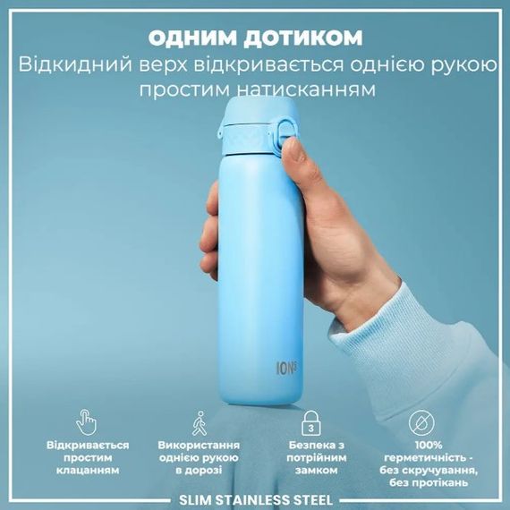 Бутылка для воды металлическая ION8 600 мл Stainless Steel Alaskan Blue (I8SS600ABLU2) | Зображення 5