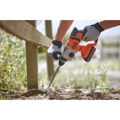 Перфоратор Black&amp;Decker SDS-Plus,18 В, 2Ah, 1.2 Дж, 3 режима, сумка, 2.2 кг (BCD900D1S) | Зображення 3