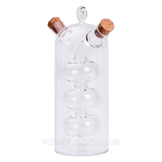 Бутылка для масла и уксуса 2 в 1 стеклянная 400 мл для оливкового, подсолнечного масла и уксуса HP-34-15 | Зображення 1