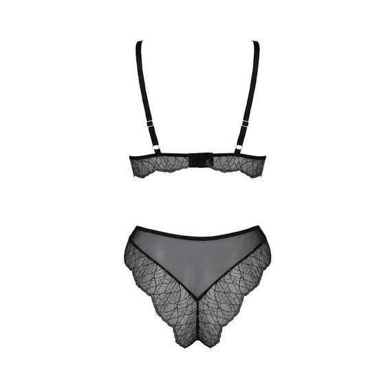 Комплект білизни Passion AMBERLY SET 4XL/5XL black, ліф, трусики бразиліана, люрексова нитка | Зображення 3