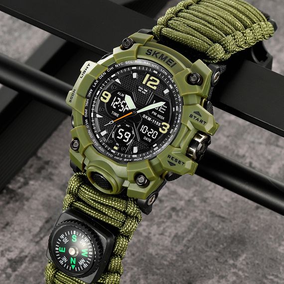 Чоловічий годинник Skmei 1155BNAG Army Green | Зображення 3