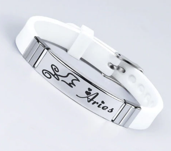 Силіконовий браслет Primo Zodiac - Aries (Овен) - White