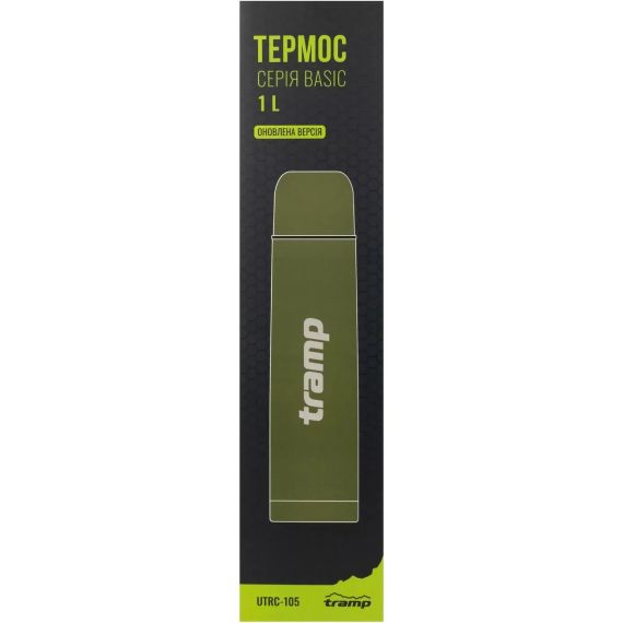 Військовий термос сталевий Олива Tramp Basic 1 л Термос для гарячих напоїв Похідний термос для кави та чаю | Зображення 1