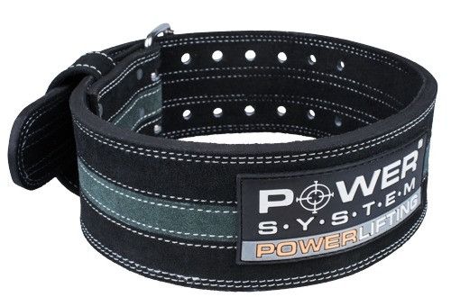Пояс для пауерліфтингу Павер сістем PS-3800  PowerLifting шкіряний Black/Grey Line XL