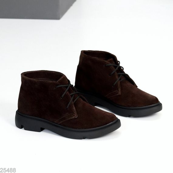 Модні практичні низькі черевики натуральна замша колір Шоколад | Зображення 2