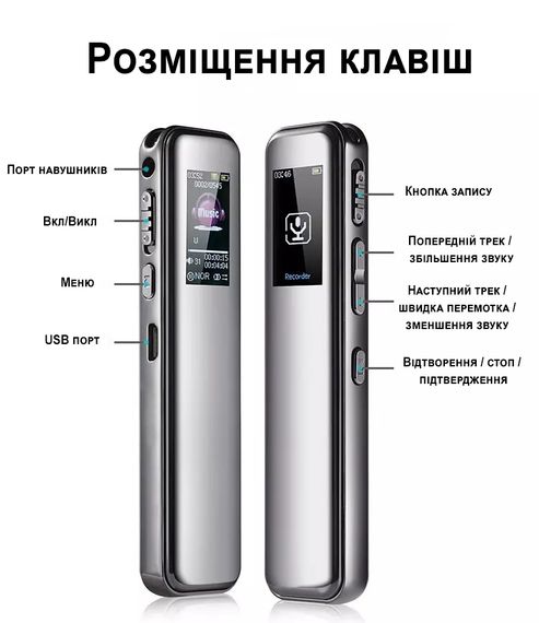 Професійний цифровий диктофон з активацією голосом Savetek GS-R60, 8 Гб, до 25 годин запису | Зображення 2