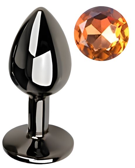 Анальна пробка з кристалом EGZO - Dark Gray Round Plug Yellow, size S Sex Aura | Зображення 1